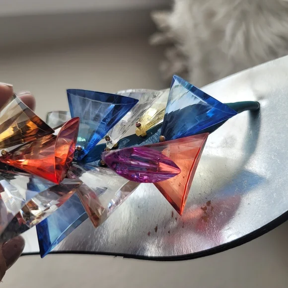 CASADEI ITALIAN SHOE BRAND MULTICOLOR EMBELLISHED SANDALS SIZE EU 37.5 EUC - Picture 10 of 13